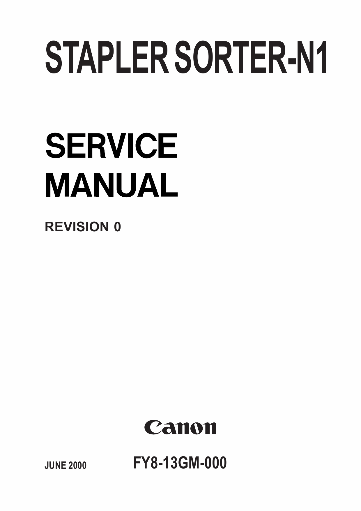 Canon Options Sorter-N1 Stapler Parts and Service Manual-1
